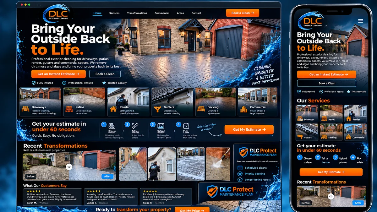 DLC Exterior Cleaning website showcase concept